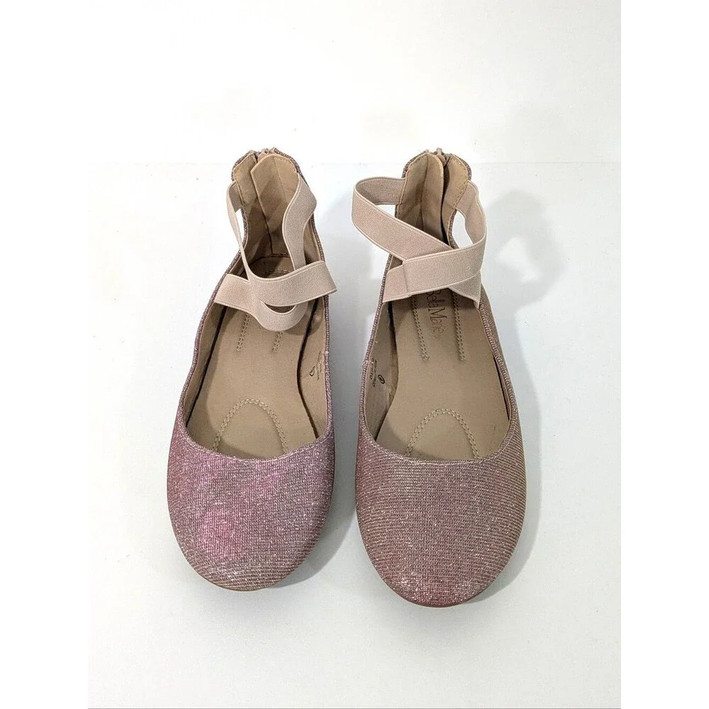 Bella Marie Sparkly Iridescent Pink Dana Ballet Flats / Gladiator Sandals Size 9